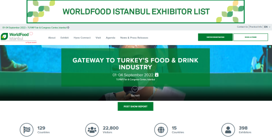 Έκθεση WorldFood Istanbul ! 1-4 Σεπτεμβρίου 2022.